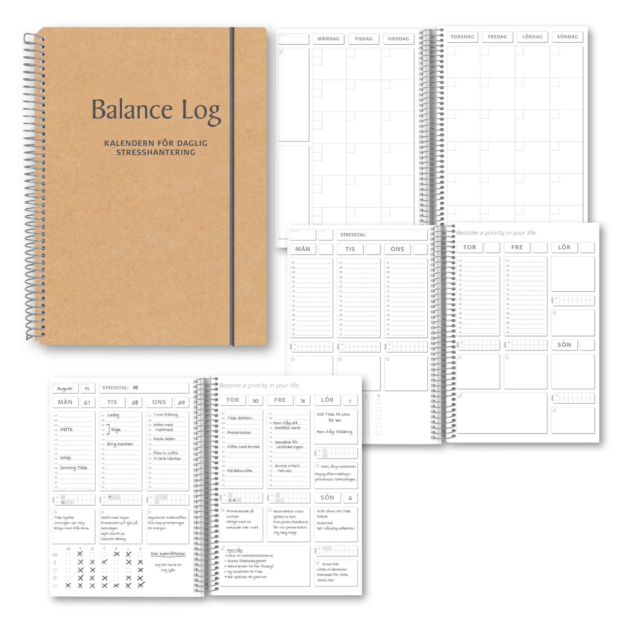 Produktbilde for Loggbok for mindre stress og indre balanse, Burde