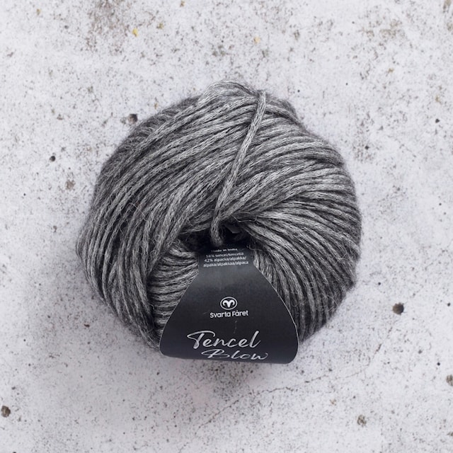Tencel Blow Alpacka mix garn 50g Shadow Grey 009 Svarta Fåret