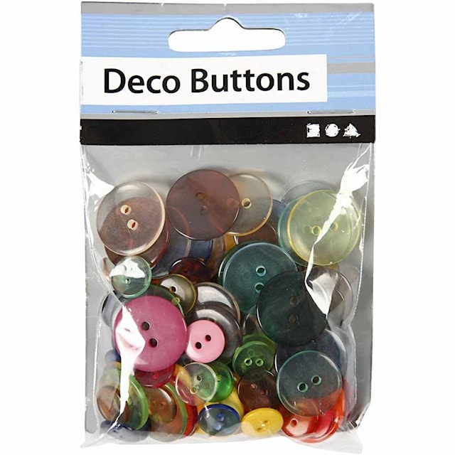 Tuotekuva 2 - Nappit, halk. 12+18+20 mm, värilajitelma, 50 g, 100 kpl/ 1 pkt