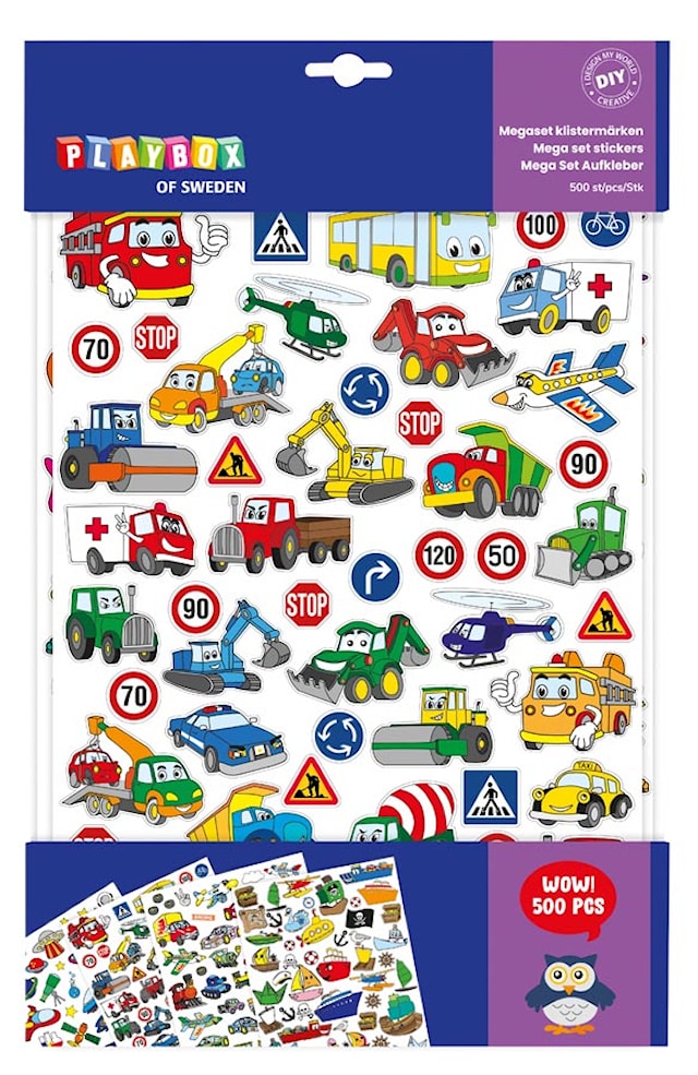 Produktbilde 1 for Stickers Mega Set Kjøretøy 500 stk, Playbox