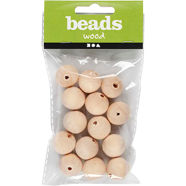 Produktbild 2 för Träpärlor 20 mm 14-pack