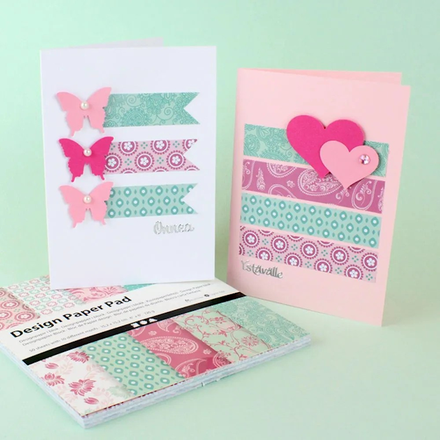 Produktbilde 4 for Designpapir i blokk, ark 15,2x15,2 cm, 120 g, rosa, 50 ark/ 1 pk.