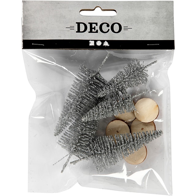 Produktbild 3 för Granar, H: 40+60 mm, silver, 5 st./ 1 förp.