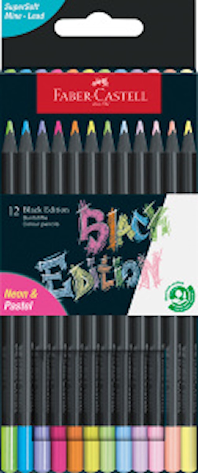 Black Edition fargeblyanter Pastell + Neon 12 stk, Faber-Castell
