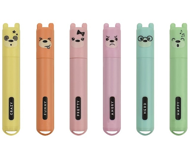 Tuotekuva 2 - Korostuskynät Pastellivärit Mini Teddy's Mood 6-pack Legami