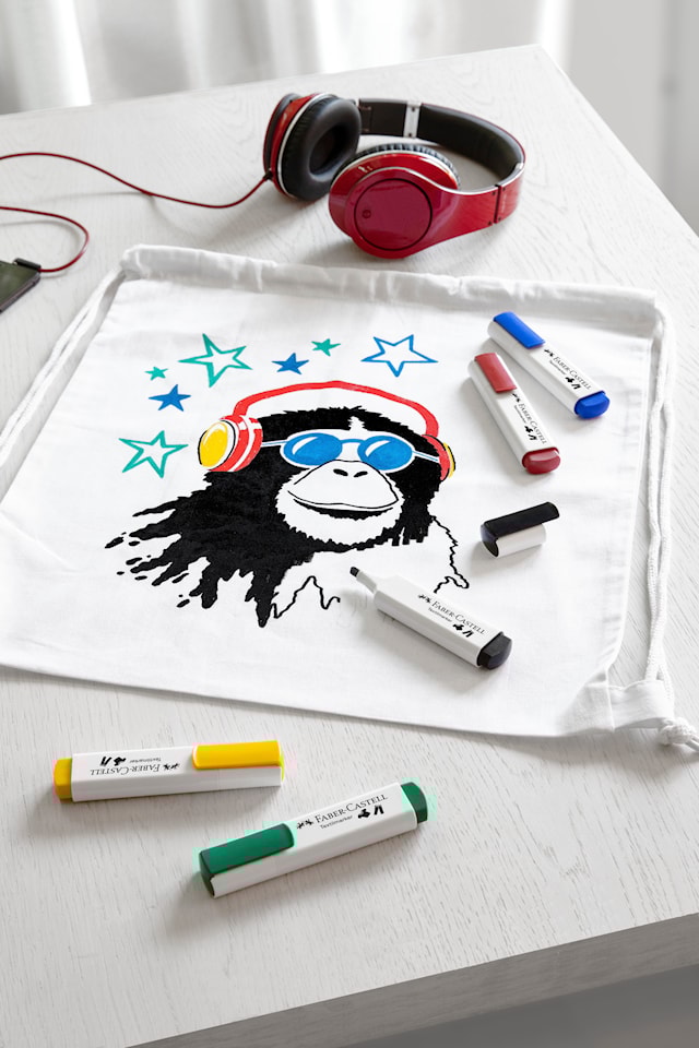 Produktbilde 2 for Tekstiltusjer 5 basisfarger Faber-Castell