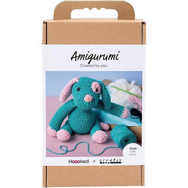 Tuotekuva 1 - Askartelusetti Amigurumi , Koiranpentu, pastellinpinkki, tumma turk., 1 pkk/ 1 pkt
