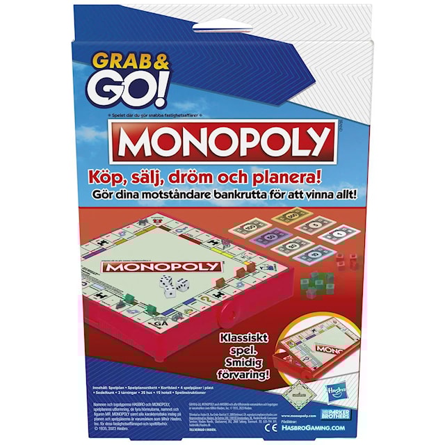 Produktbild 4 för Resespel Grab & Go Monopoly (SE/FI)