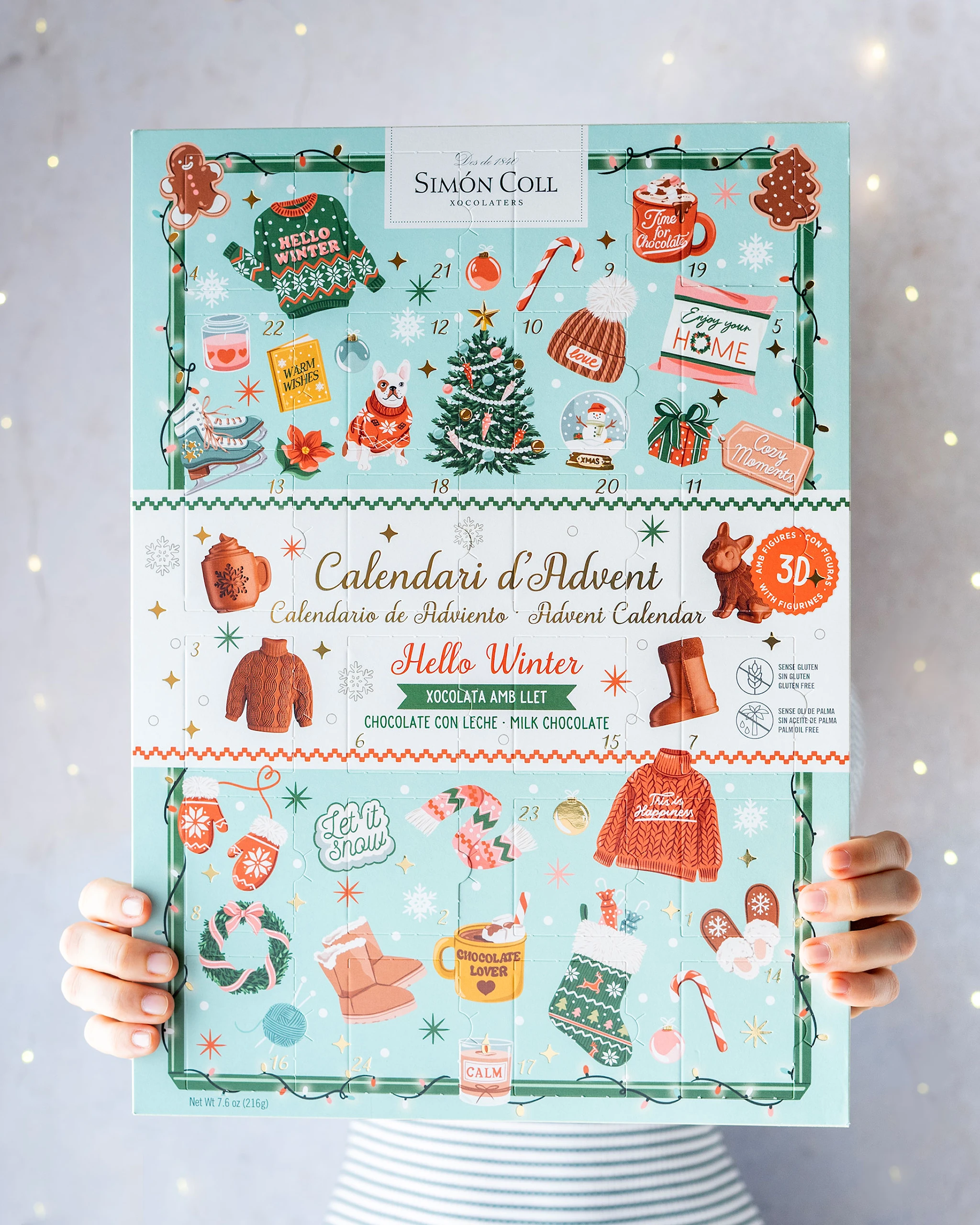 Produktbild för Adventskalender Hello Winter Ljus choklad 216g Simon Coll