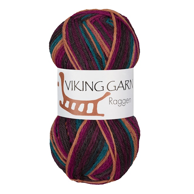 Tuotekuva 1 - Raggen 150 g Multiväri liila/okra 756 Viking Garn