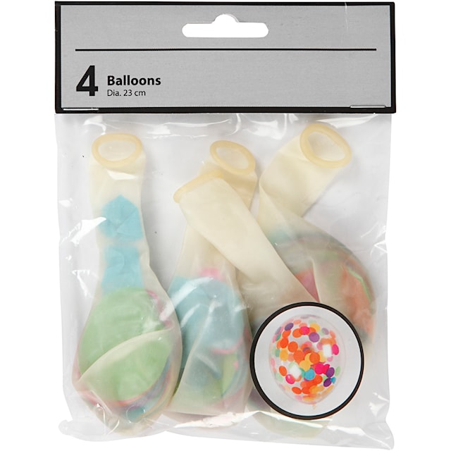Produktbild 2 för Ballonger transparenta med konfetti diameter 23 cm 4-pack