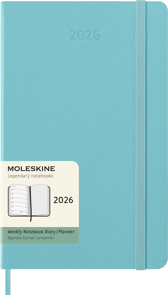 Produktbild 1 för Kalender 2026 Classic Hard 12M Week Note Large Aquamarine Moleskine