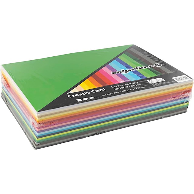 Produktbilde 2 for Creativ Kartong, A4, ark 210x297 mm, 180 g, ass. farger, 300 ass. ark/ 1 pk.