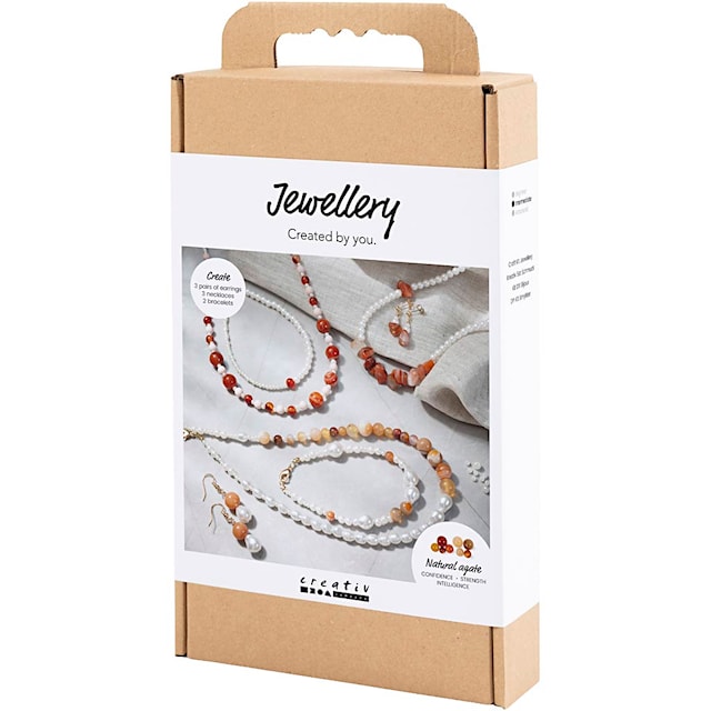 Produktbild 3 för DIY Kit Smycken, beige, bränd orange, vit, pärlemor, 1 förp.