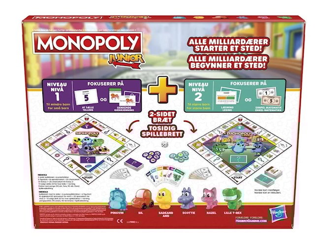 Produktbild 4 för Monopol Junior 2-i-1 (NO/DK) Hasbro