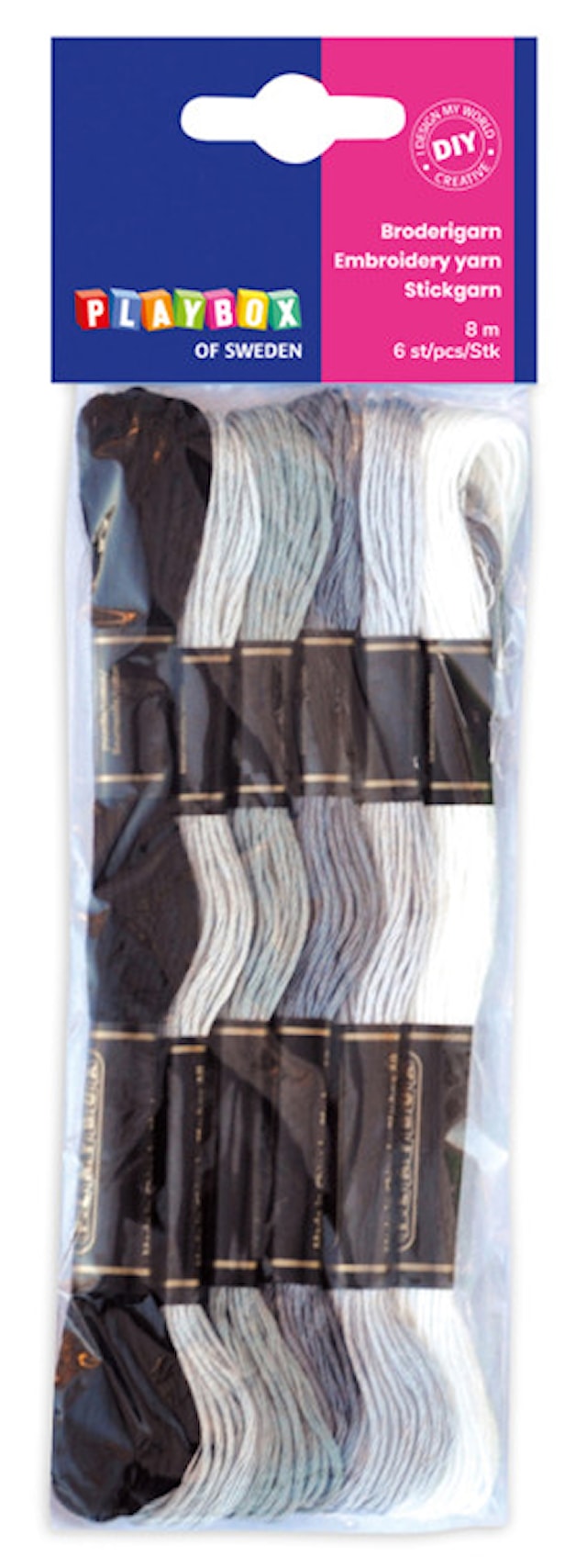 Broderigarn svart och vit Playbox