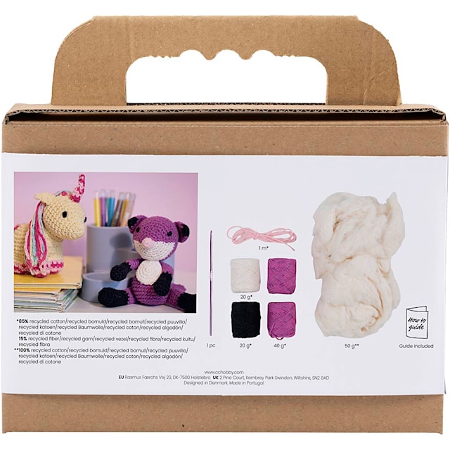 Produktbilde 2 for DIY Kit Amigurumi, Rev, svart, plomme, 1 pk.