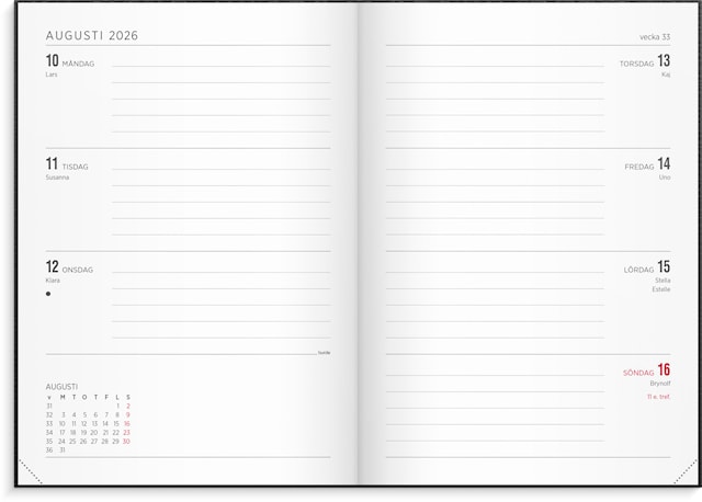 Produktbilde 4 for Kalender 2026 A5 Senator Vega Svart Burde