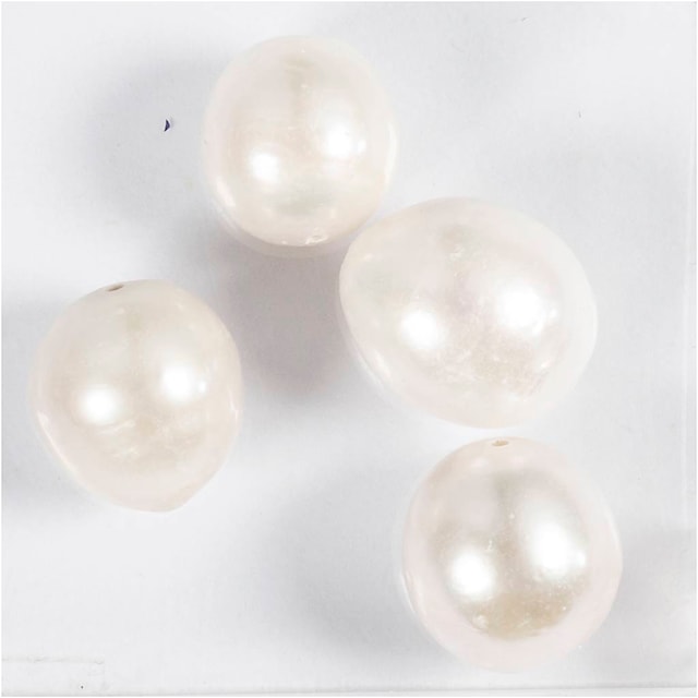 Produktbild 3 för Sötvattenspärlor Längsgående hål 0,8mm ⌀13-14 mm 4 st Creativ Company