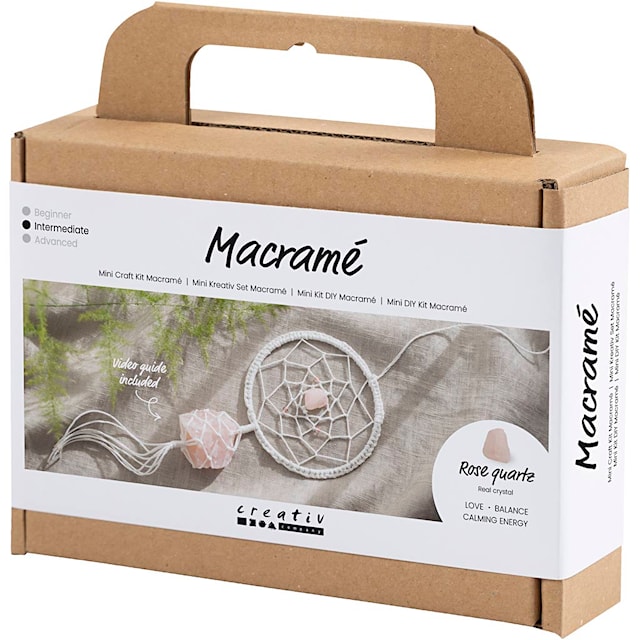 Produktbild 3 för Mini DIY Kit Makramé Drömfångare med rosenkvartskristall 1 förp.