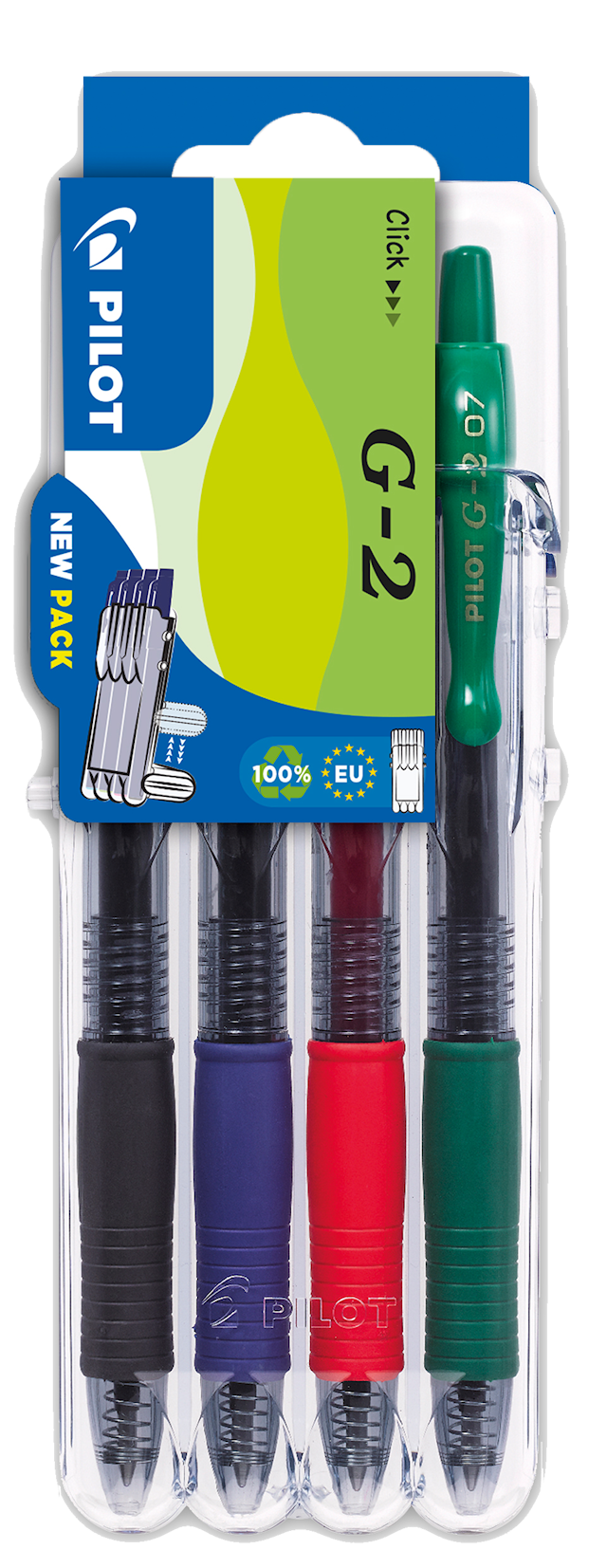 Produktbild 2 för Gelbläckpenna G-2 4 pack Svart/Blå/Röd/Grön, Pilot