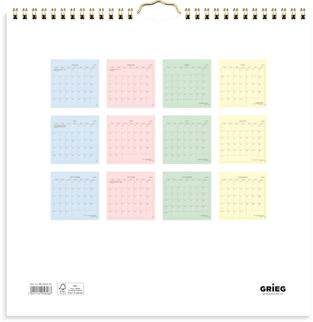 Produktbilde 6 for Veggkalender 2026 Color Rosa 300x300 mm GRIEG