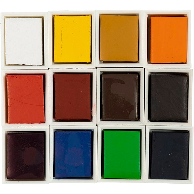 Produktbild 7 för Art Akvarellfärger, ½-pan, stl. 10x15x20 mm, standardfärger, 12 färg/ 1 förp.