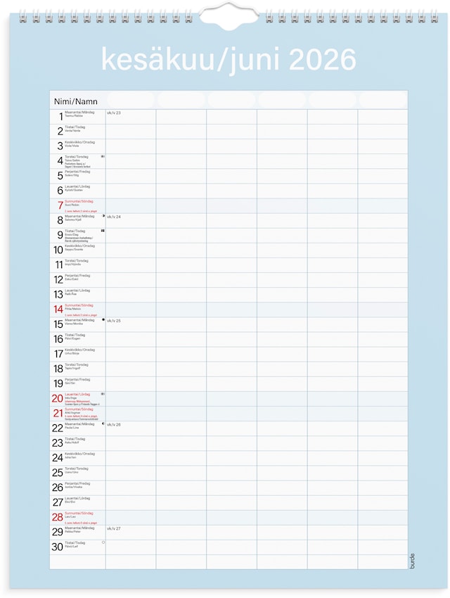 Produktbild 3 för Perhekalenteri 2026 Kätevä 295x390 mm Burde