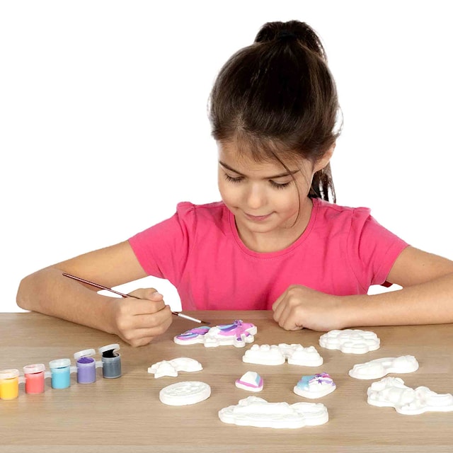 Produktbild 3 för Pysselset Gipsfigurer Enhörningar med glitter SES Creative