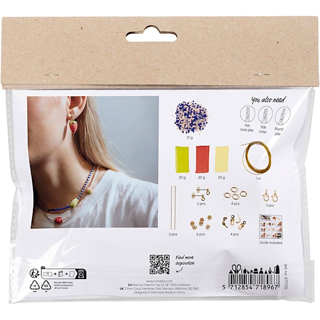 Produktbilde 2 for Mini DIY Kit Smykker, Halskjede og øreringer, kongeblå, 1 pk.
