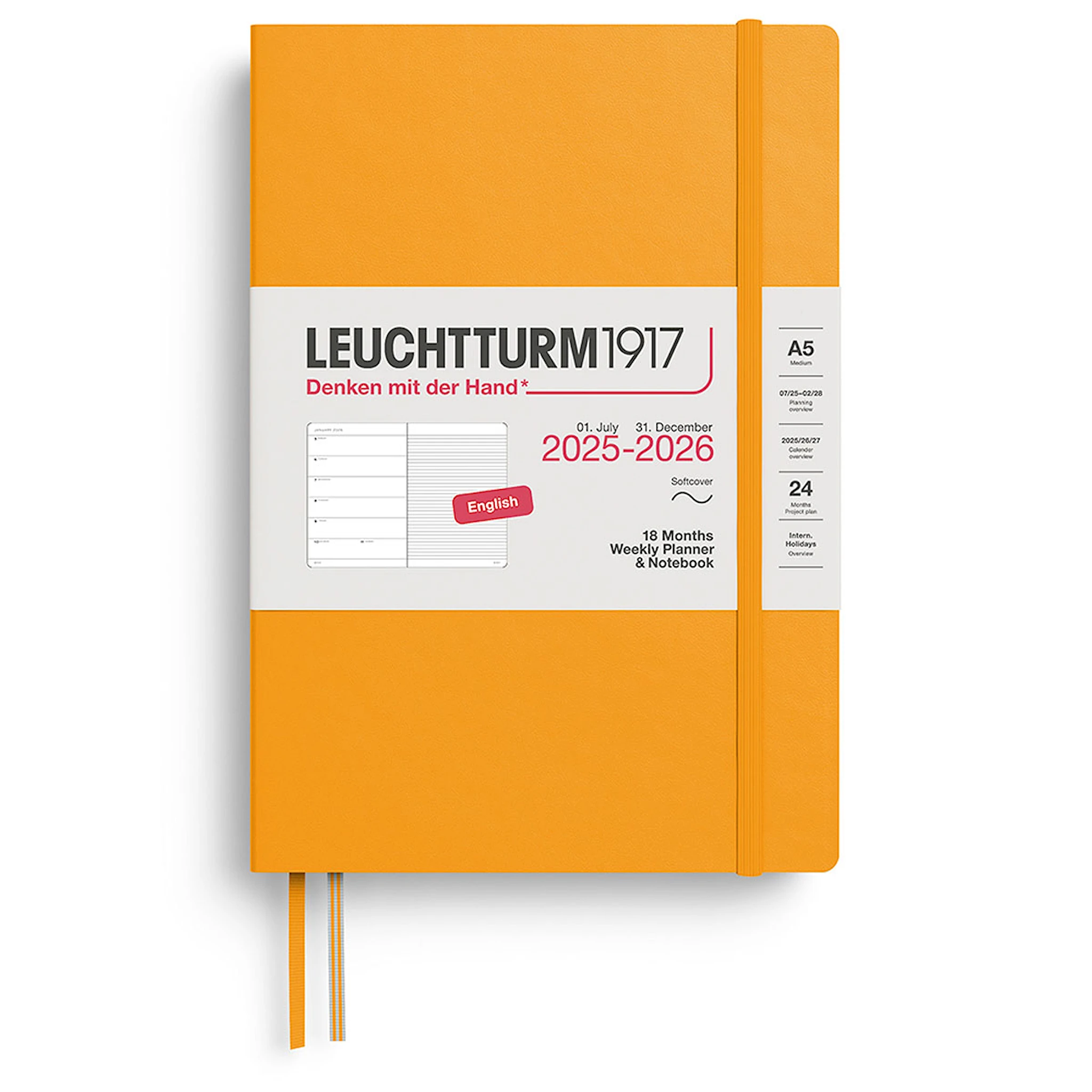 Tuotekuva ille Kalenteri A5 18kk 25–26 Viikkosuunnittelija/Muistikirja Soft Rising Sun Leuchtturm1917