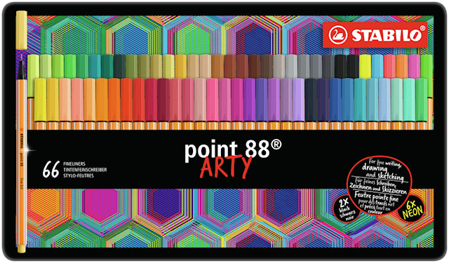 Tuotekuva 1 - Fineliner point 88 ARTY 66-kpl metallikotelossa Stabilo