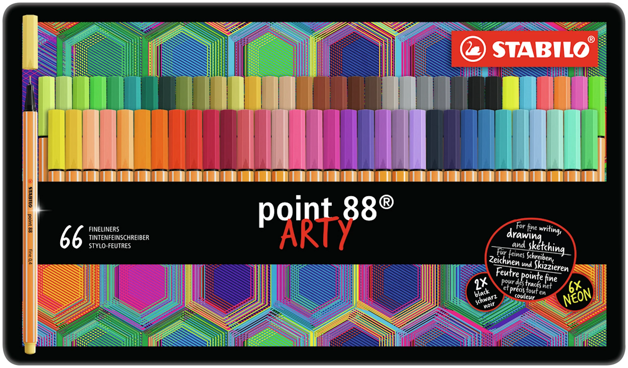 Produktbild för Fineliner Point 88 Arty 66-pack i metalletui STABILO