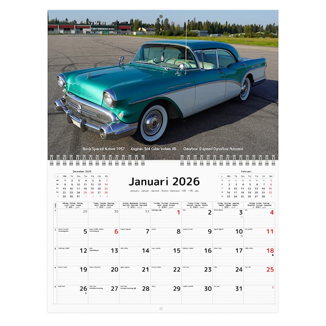 Produktbild 2 för Väggkalender Classic Cars 2026 medium