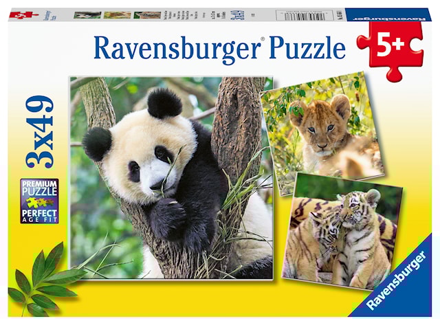 Tuotekuva 1 - Panda Lion And Tiger Palapeli 3x49 palaa Ravensburger