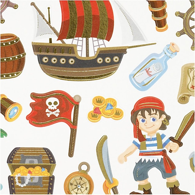 Produktbild 3 för Klistermärken, pirater, ark 15x16,5 cm, 1 ark