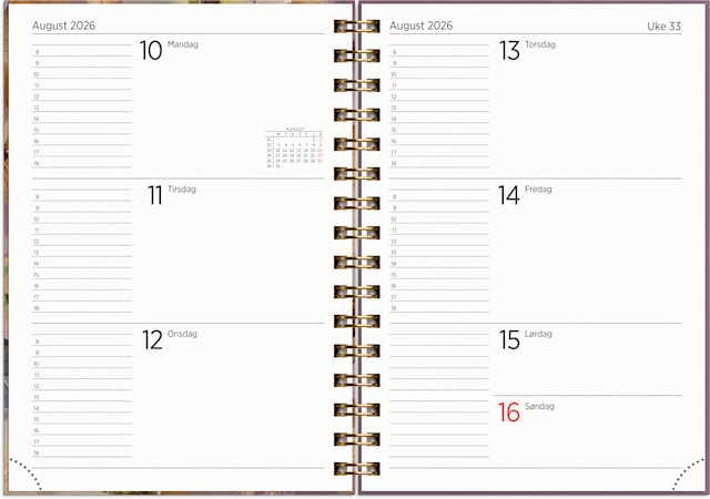 Produktbilde 2 for Kalender Leo Spiral 2026 A5 Fiol GRIEG