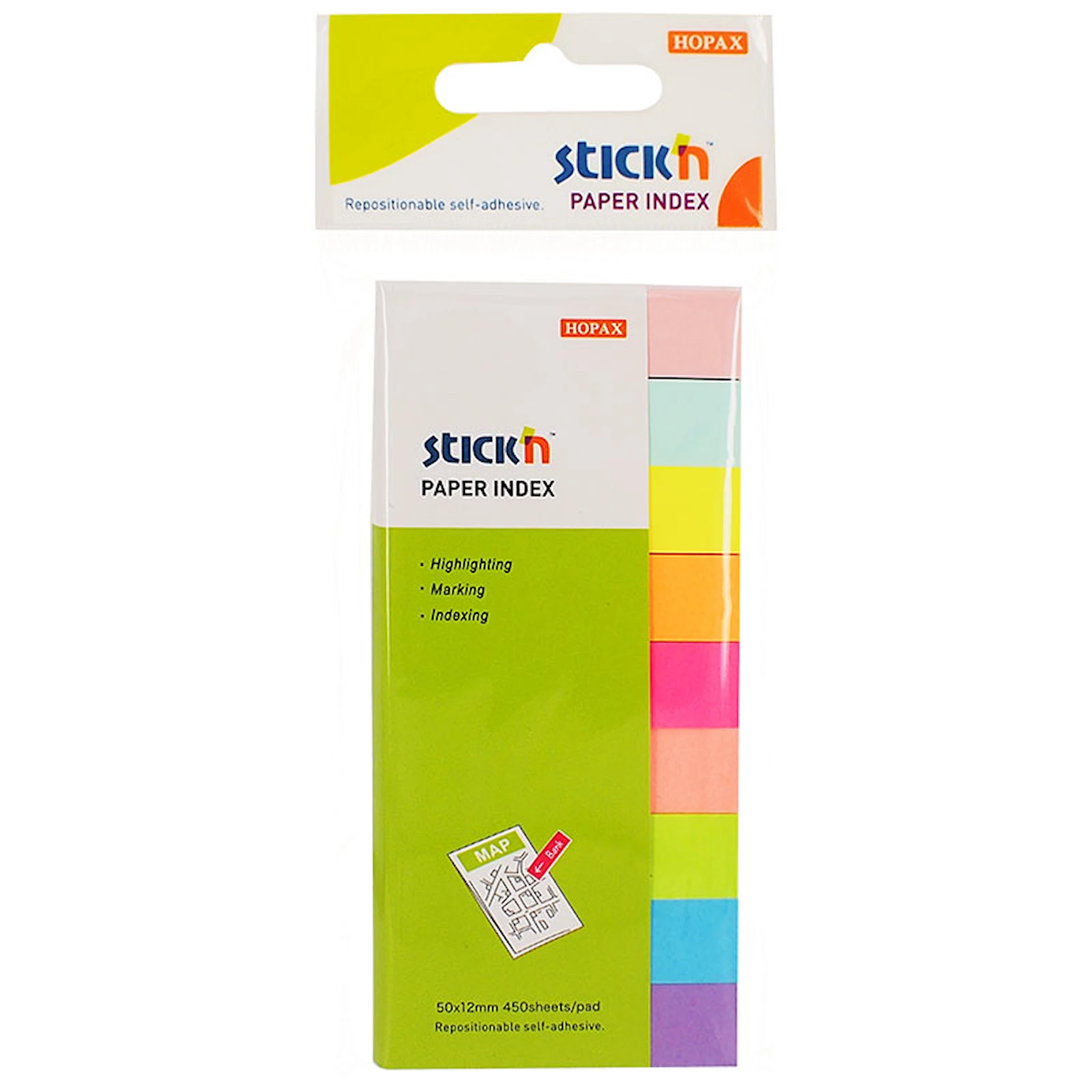 Produktbild för Indexflikar Rainbow 50x12 mm Papp Stick'n