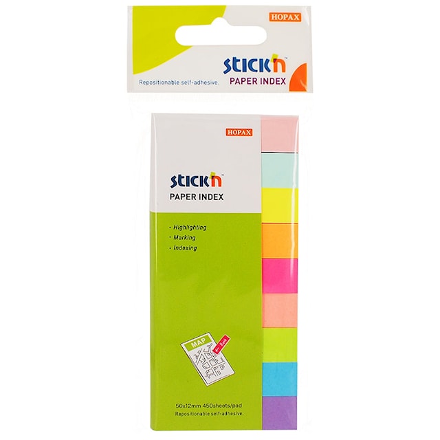 Produktbild 1 för Indexflikar Rainbow 50x12 mm Papp Stick'n