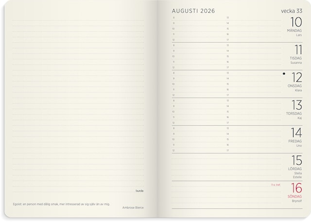 Produktbild 2 för Kalender 2026 A6 Liten Veckokalender Forma Deluxe Brun Burde