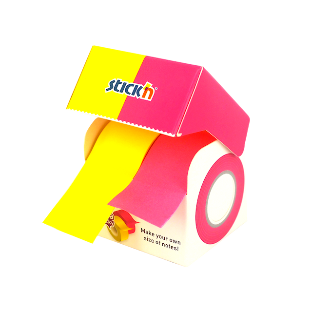 Produktbilde 1 for Notisrull Ekstra Sticky FSC 2x25mmx10m Neon Gul/Rosa