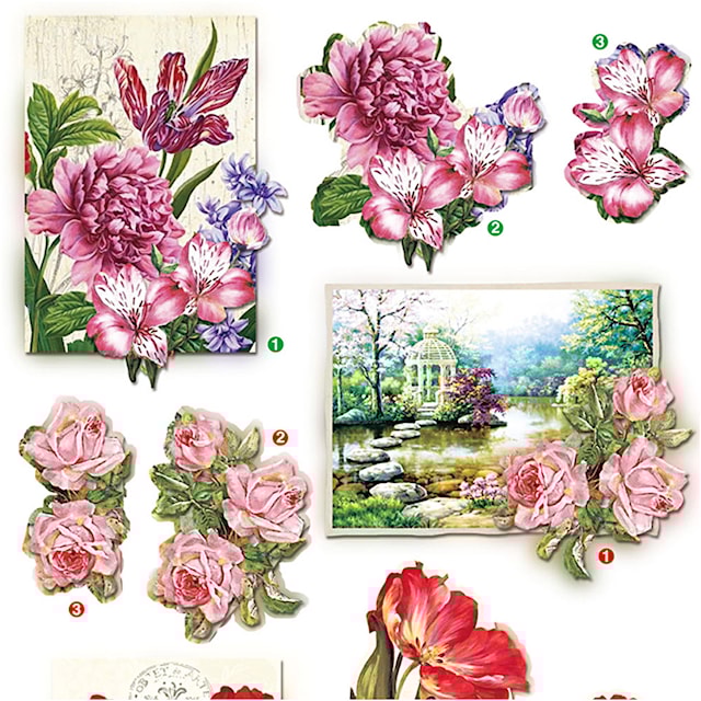 Produktbilde 3 for 3D Motiver, blomster og sommerfugler, ark 21x30 cm, 4 ark/ 1 pk.