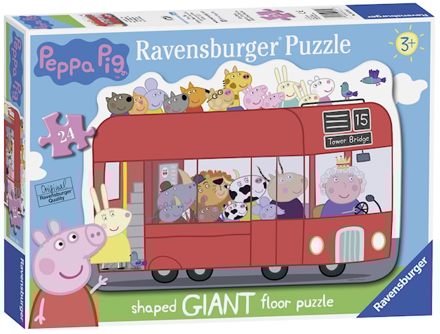 Tuotekuva 1 - Peppa Pig Shaped Bus Lattiapalapeli 24 palaa Ravensburger