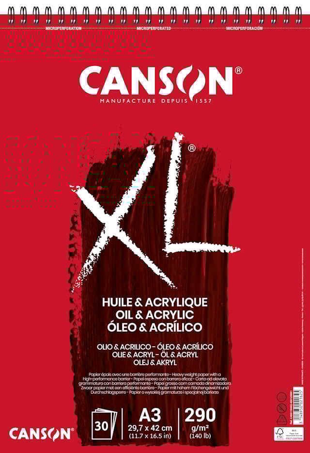 Olje/Akrylblokk A3 30 ark 290g Canson XL