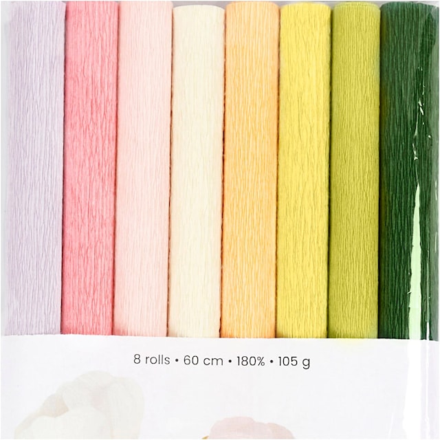 Produktbilde 3 for Kreppapir, ark 25x60 cm, Strekk-/krep: 180%, 105 g, pastellfarger, 8 ark/ 1 pk.
