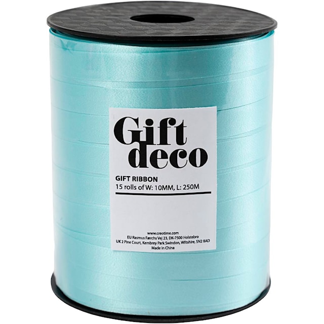 Produktbilde 2 for Gavebånd, B: 10 mm, lys turkis, 250 m/ 1 rl.
