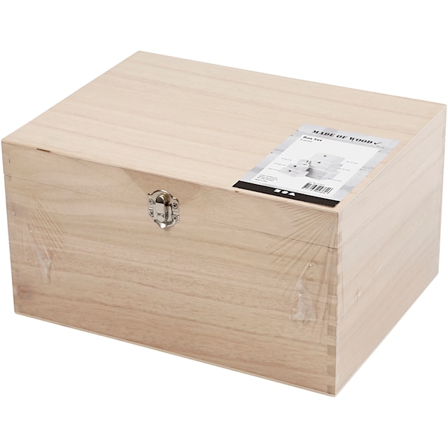 Produktbild 3 för Set med Träaskar 6 st