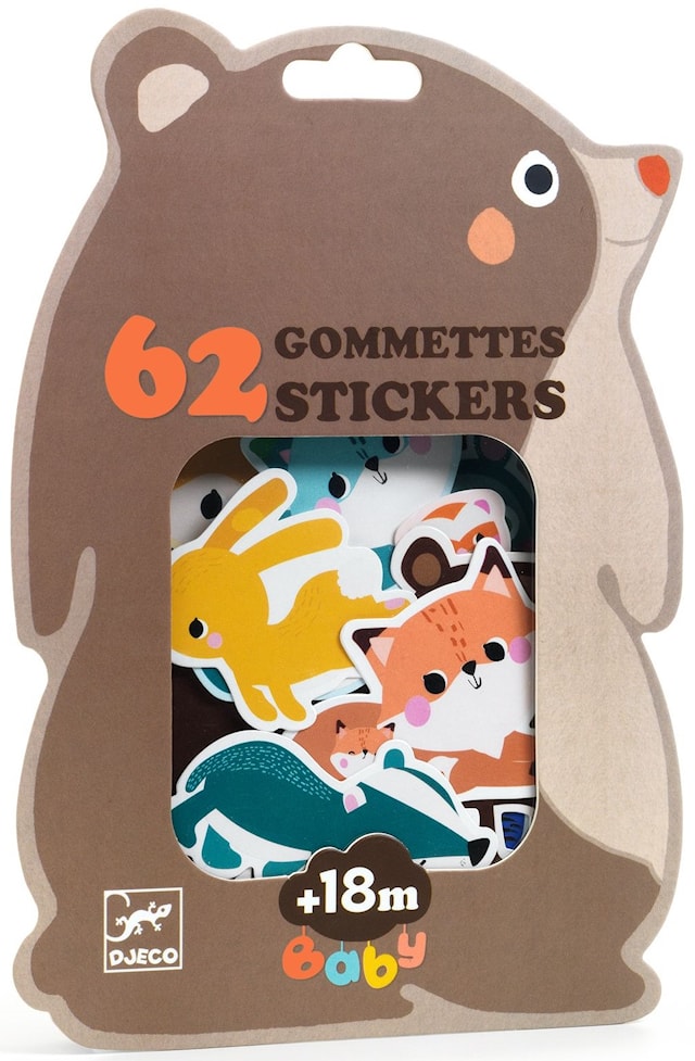 Produktbild 1 för Klistmärken för små barn Skogsdjur +18 månader 62-pack Djeco