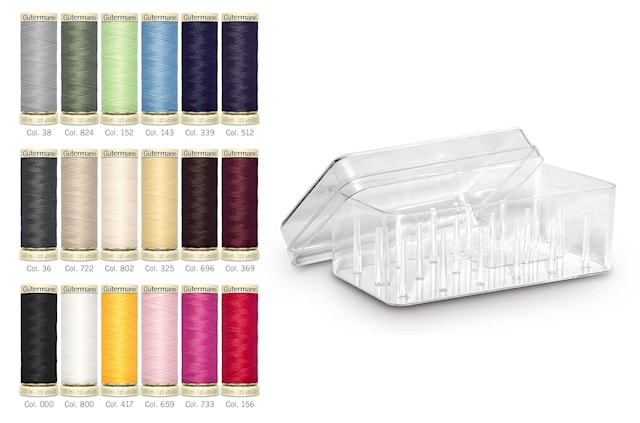 Tuotekuva 2 - Gütermann Ompelulankasetti ja säilytysrasia 100 m, 18 rullaa