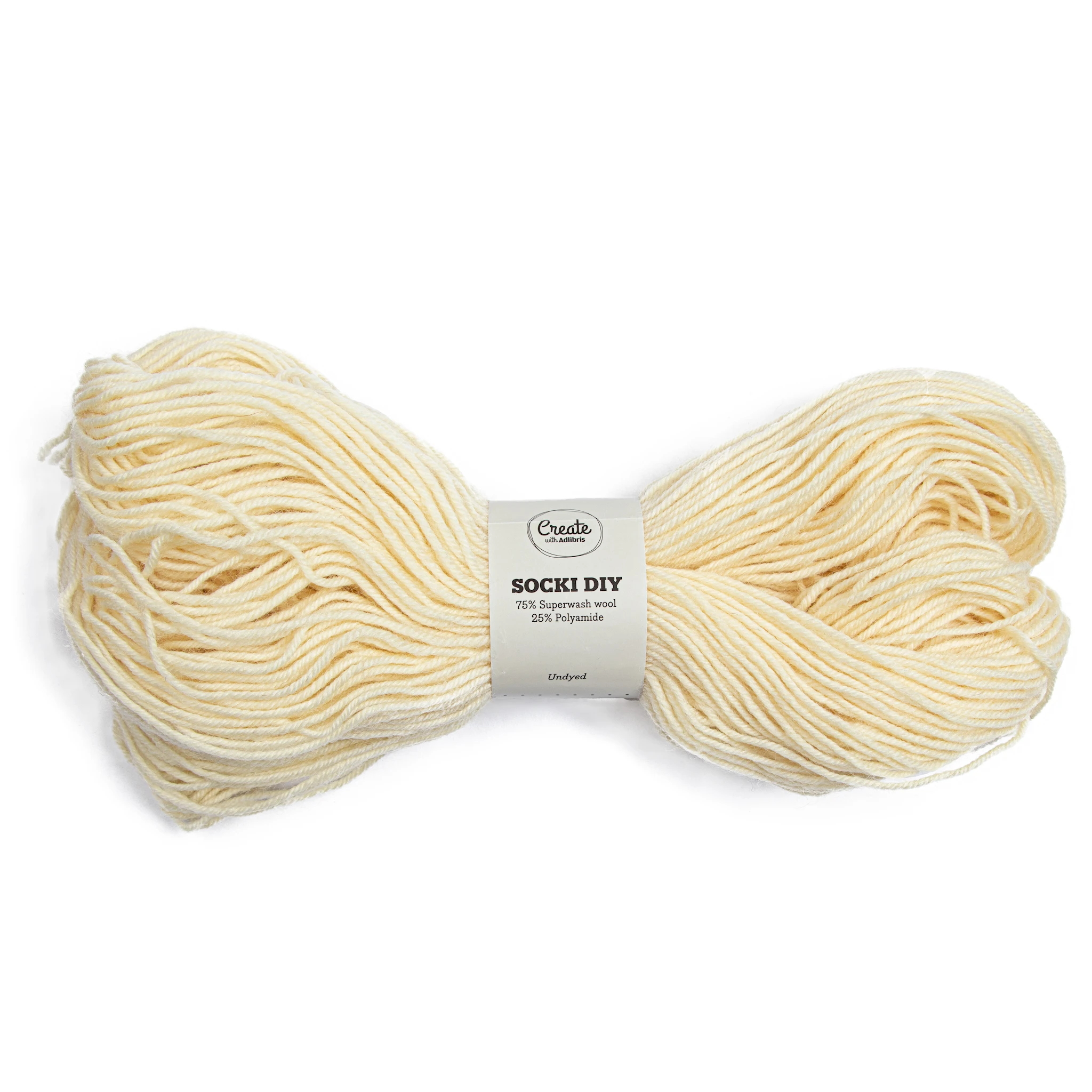 Tuotekuva ille Socki DIY Lanka Villasekoitus 100 g Undyed A732 Adlibris